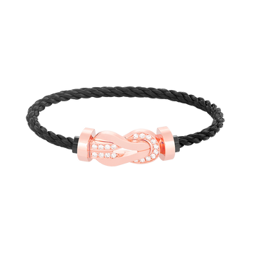 [Super CiCi ]CHANCE LARGE 8 FIGURE BUCKLE HALF DIAMOND BRACELET ROSE GOLD