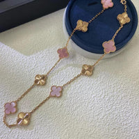 [Bieber Jewelry ]CLOVER 10 MOTIFS  LASER PINK MOP NECKLACE