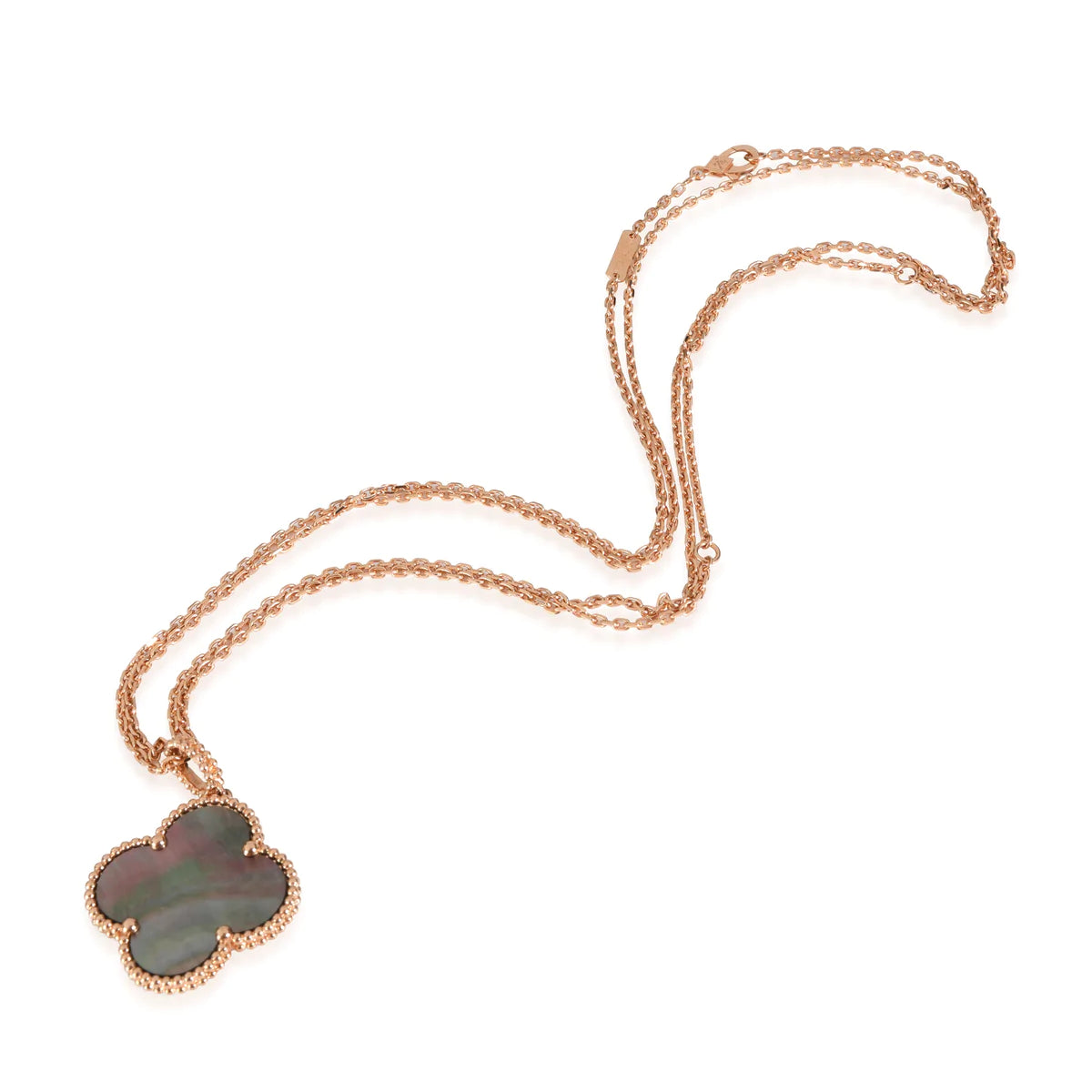 [Super CiCi ]CLOVER 25MM GOLD DUNKLE PERLMUTT GROSSE CLOVER-HALSKETTE