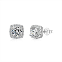 [Bieber Jewelry ]Classic Round Center Stone Stud Earrings