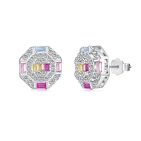 [Bieber Jewelry ]Ornate Colorful Octagon Shape Daily Earrings