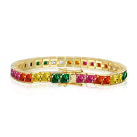 [Bieber Jewelry ]Radiant Colorful Princess Cut Tennis Bracelet