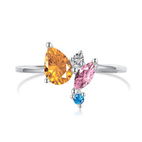 [Bieber Jewelry ]Radiant Colorful Multi Cut Daily Ring