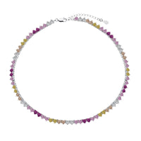 [Bieber Jewelry ]Sparkling Colorful Full Heart Tennis Necklace