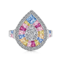[Bieber Jewelry ]Elegant Colorful Water Drop Shape Banquet Ring