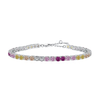 [Bieber Jewelry ]Radiant Colorful Round Cut Tennis Bracelet