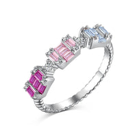 [Bieber Jewelry ]Unique Colorful Emerald Cut Party Ring