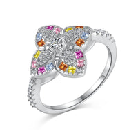 [Bieber Jewelry ]Luxurious Colorful Flower Shape Banquet Ring