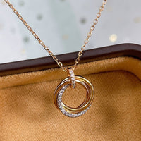 [Bieber Jewelry ]TRINITY NECKLACE SILVER GOLD PINK GOLD DIAMONDS