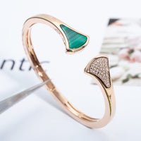 [Bieber Jewelry ]DREAM BRACELET OPEN MALACHITE PINK GOLD