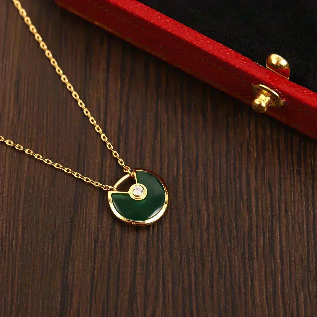 [Super CiCi ]AMULETTE GOLD MALACHIT HALSKETTE