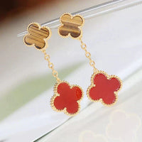 [Bieber Jewelry ]CLOVER  2 MOTIF  TIGER EYE CARNELIAN EARRINGS