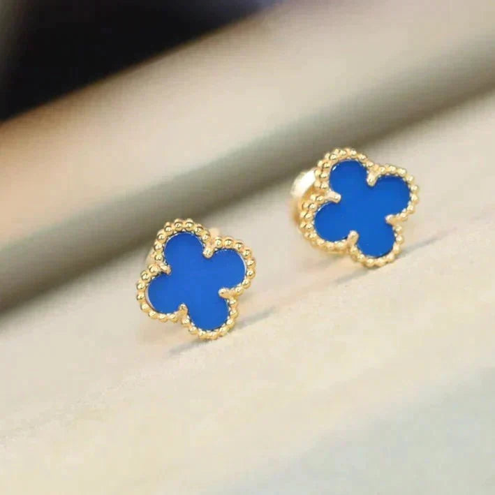 [Super CiCi ]CLOVER MINI 9,5MM OHRRINGE AUS BLAUEM ACHAT
