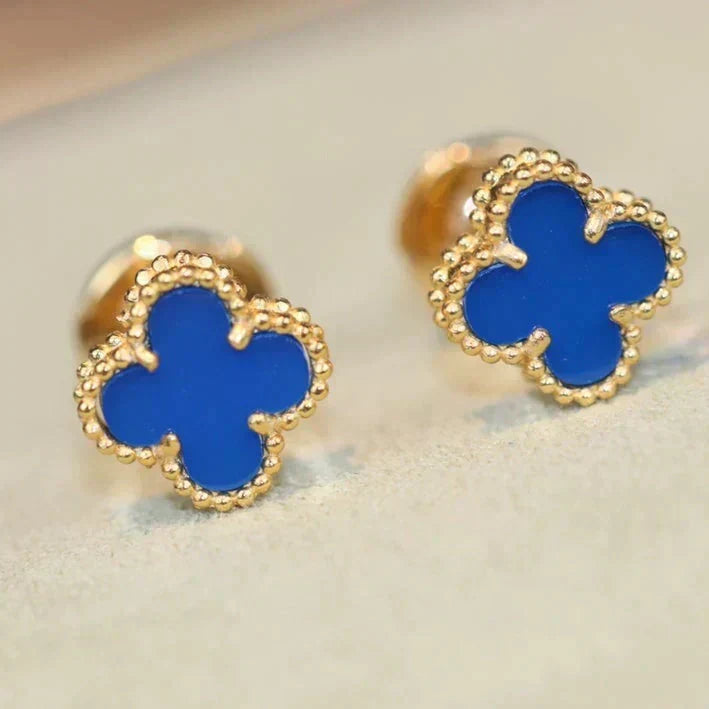 [Super CiCi ]CLOVER MINI 9,5MM OHRRINGE AUS BLAUEM ACHAT
