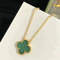 [Bieber Jewelry ]CLOVER 15MM MALACHITE SINGLE FLOWER  NECKLACE