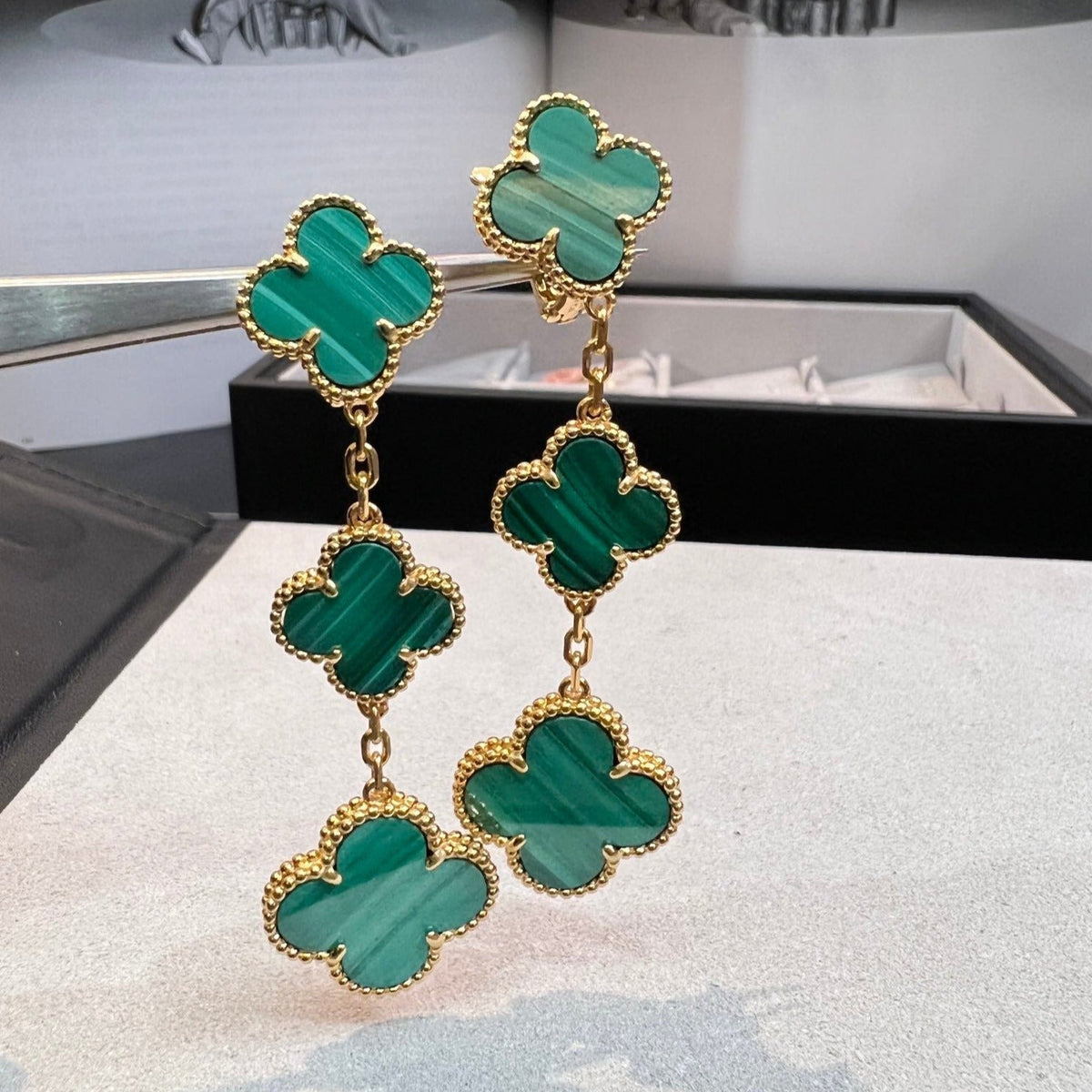 [Super CiCi ]CLOVER MALACHITE 3 MOTIVE GOLD
