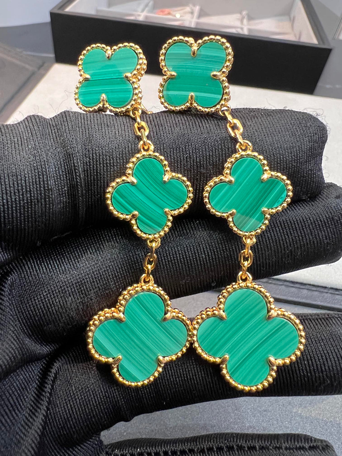 [Super CiCi ]CLOVER MALACHITE 3 MOTIVE GOLD