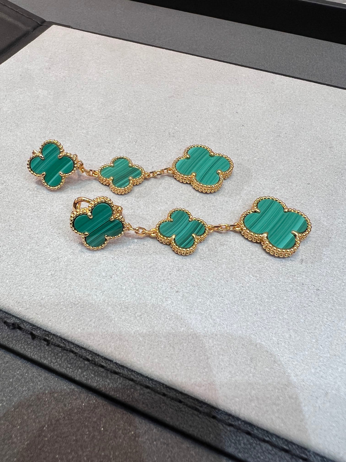 [Super CiCi ]CLOVER MALACHITE 3 MOTIVE GOLD