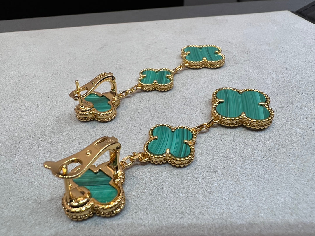[Super CiCi ]CLOVER MALACHITE 3 MOTIVE GOLD