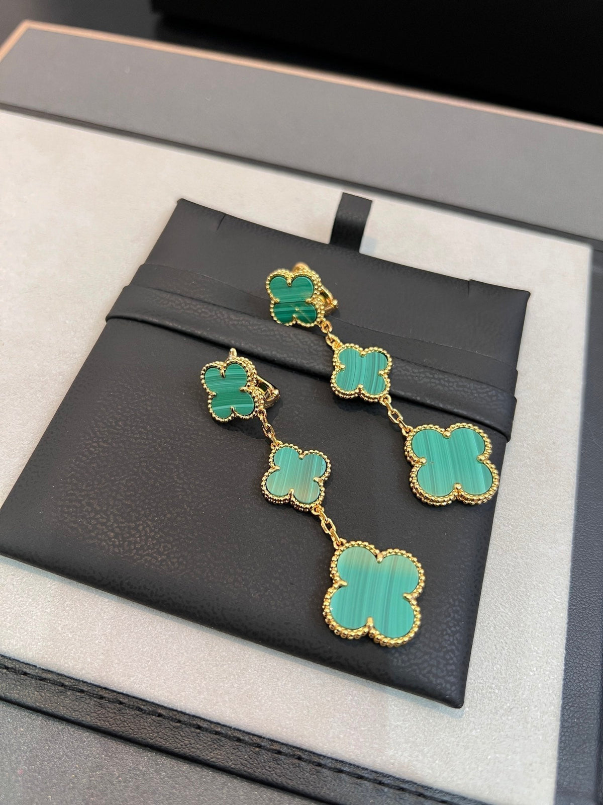 [Super CiCi ]CLOVER MALACHITE 3 MOTIVE GOLD
