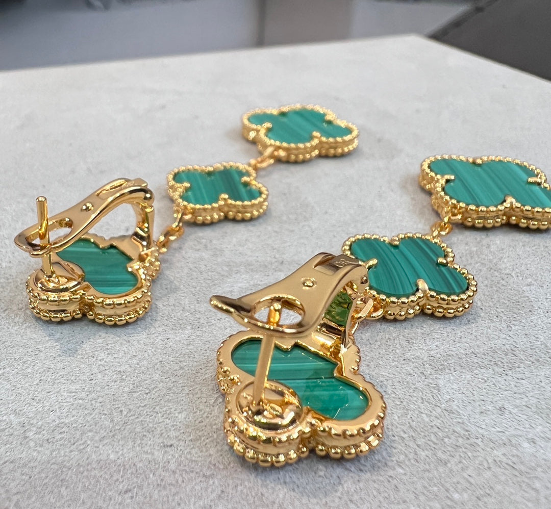 [Super CiCi ]CLOVER MALACHITE 3 MOTIVE GOLD