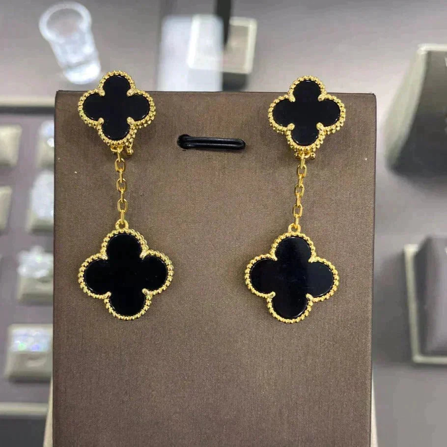 [Super CiCi ]CLOVER OHRRINGE MIT 2 MOTIVEN (MEHRERE AUSWAHLMÖGLICHKEITEN)