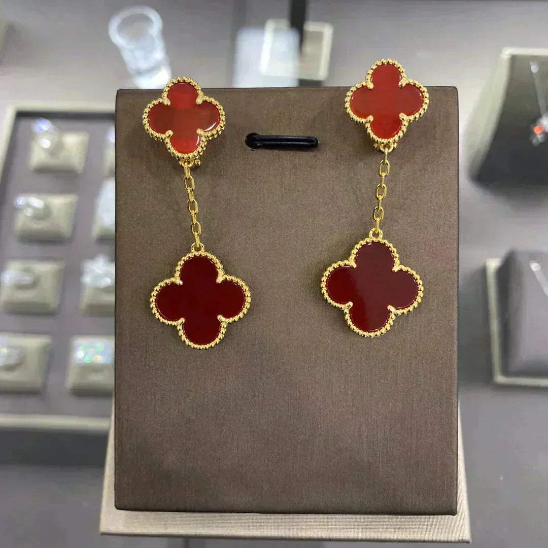 [Super CiCi ]CLOVER OHRRINGE MIT 2 MOTIVEN (MEHRERE AUSWAHLMÖGLICHKEITEN)