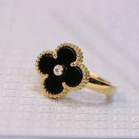 [Bieber Jewelry ]CLOVER ONYX RING GOLD DIAMOND