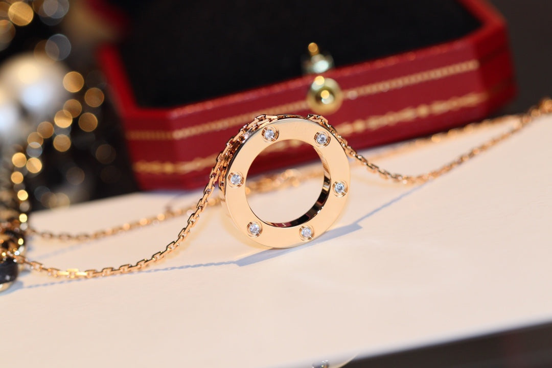 [Super CiCi ]LIEBESKETTE 16MM 6 DIAMANTEN ROSÉGOLD