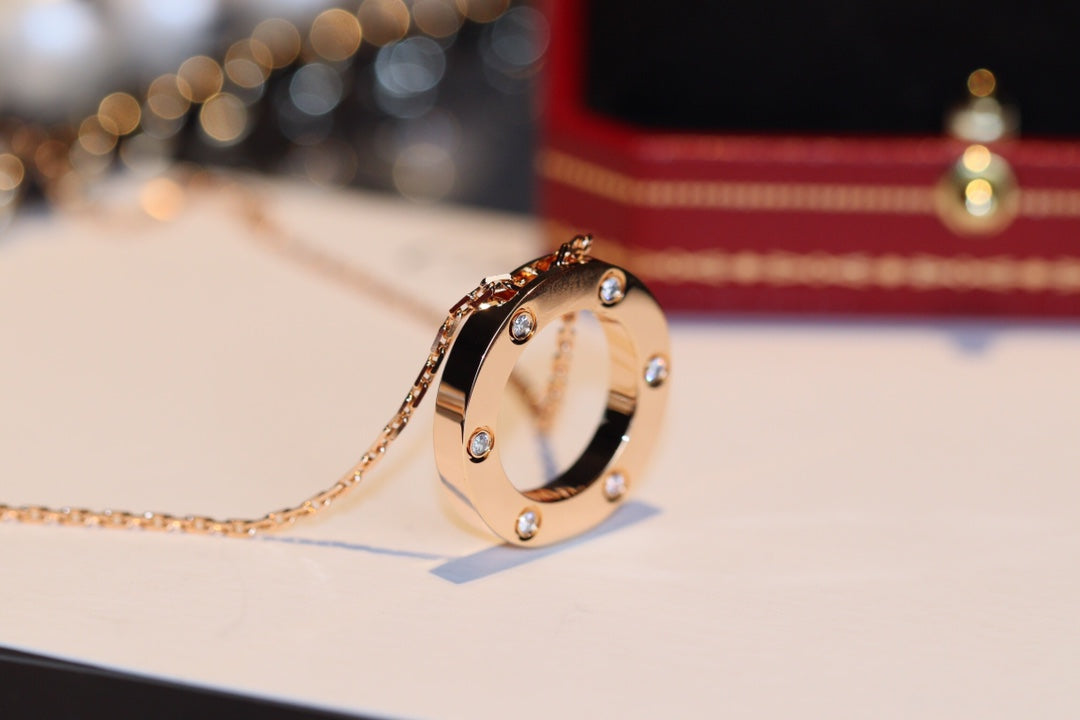 [Super CiCi ]LIEBESKETTE 16MM 6 DIAMANTEN ROSÉGOLD