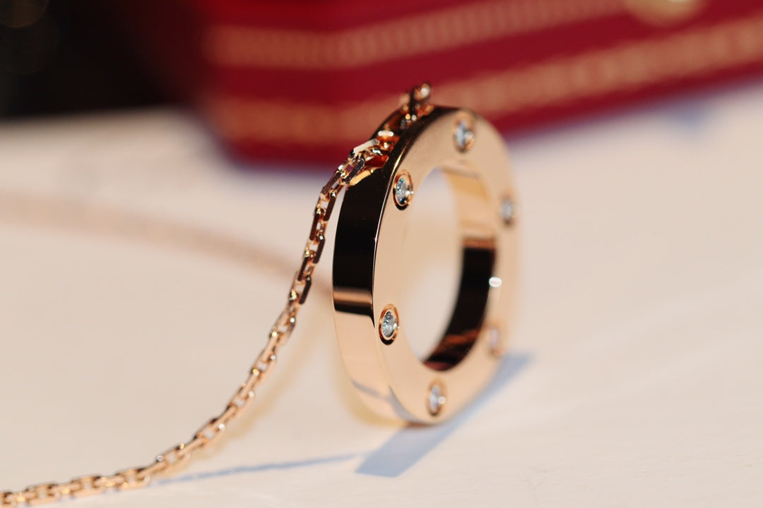 [Super CiCi ]LIEBESKETTE 16MM 6 DIAMANTEN ROSÉGOLD