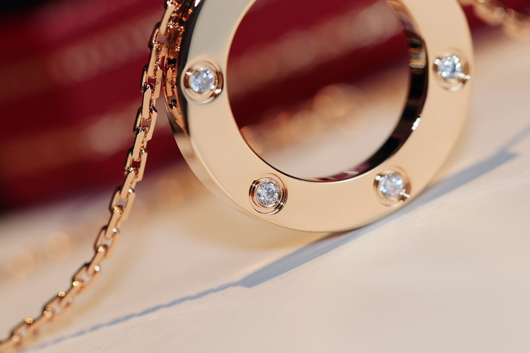 [Super CiCi ]LIEBESKETTE 16MM 6 DIAMANTEN ROSÉGOLD