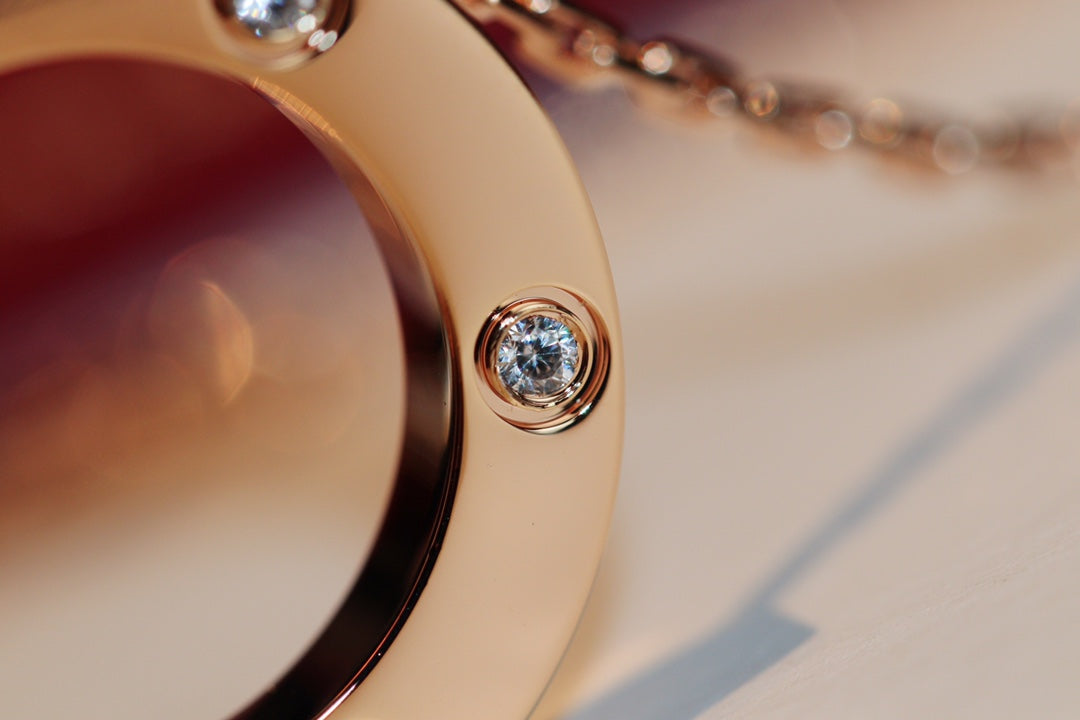[Super CiCi ]LIEBESKETTE 16MM 6 DIAMANTEN ROSÉGOLD
