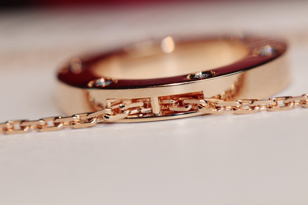 [Super CiCi ]LIEBESKETTE 16MM 6 DIAMANTEN ROSÉGOLD