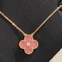 [Bieber Jewelry ]CLOVER 15MM DIAMOND RHODONITE NECKLACE
