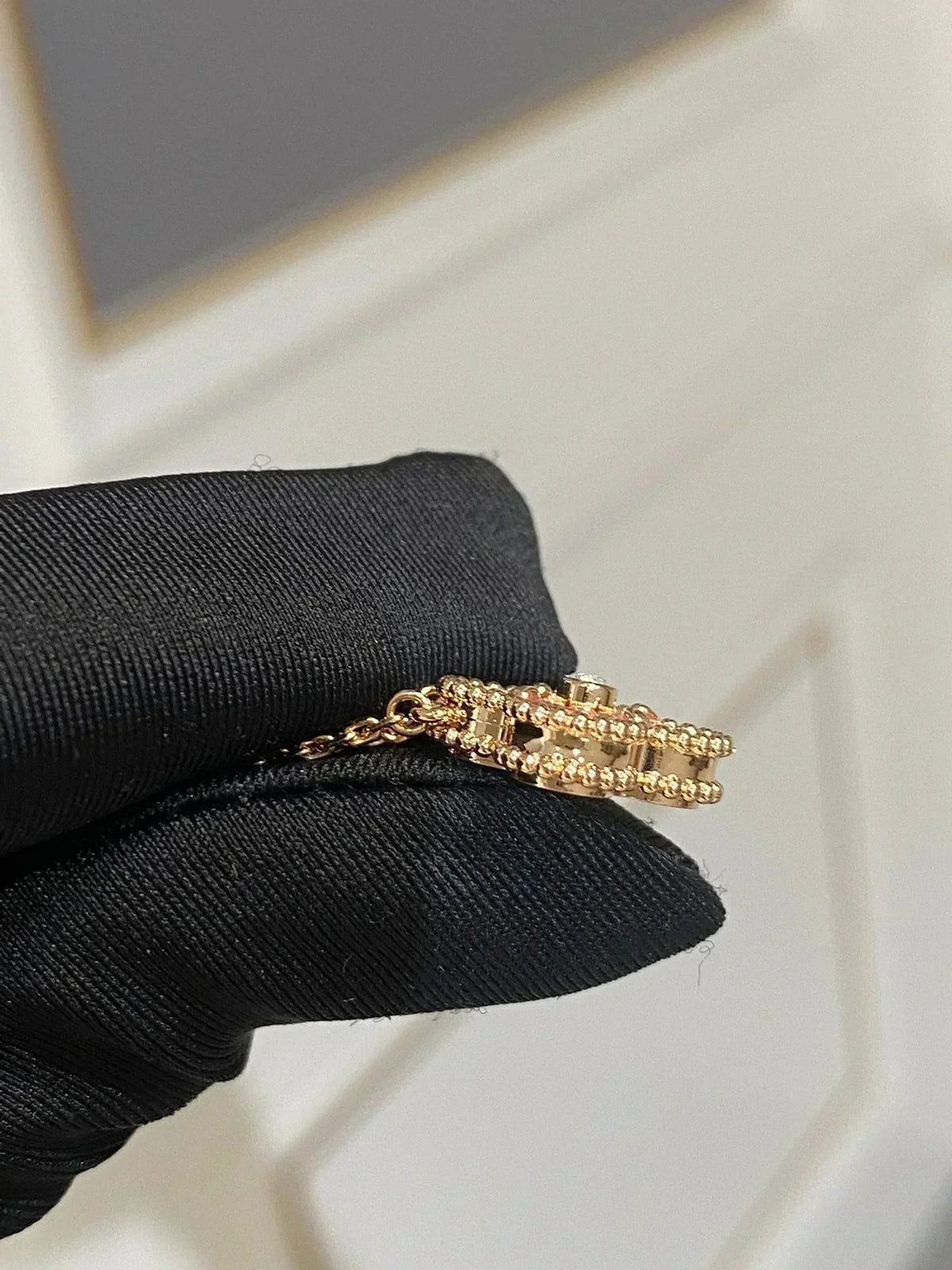 [Super CiCi ]CLOVER 15MM DIAMOND RHODONIT-HALSKETTE