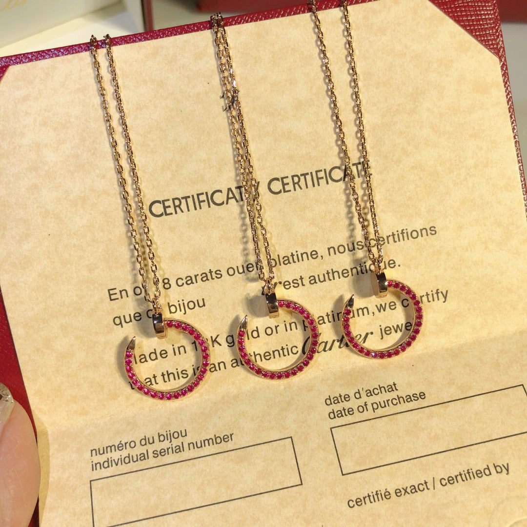 [Super CiCi ]JUSTE HALSKETTE GOLD ROT DIAMANTEN