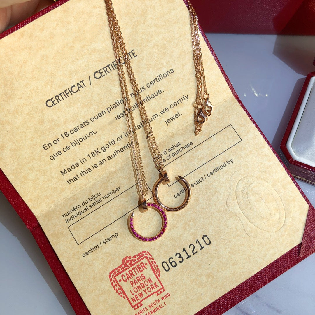 [Super CiCi ]JUSTE HALSKETTE GOLD ROT DIAMANTEN