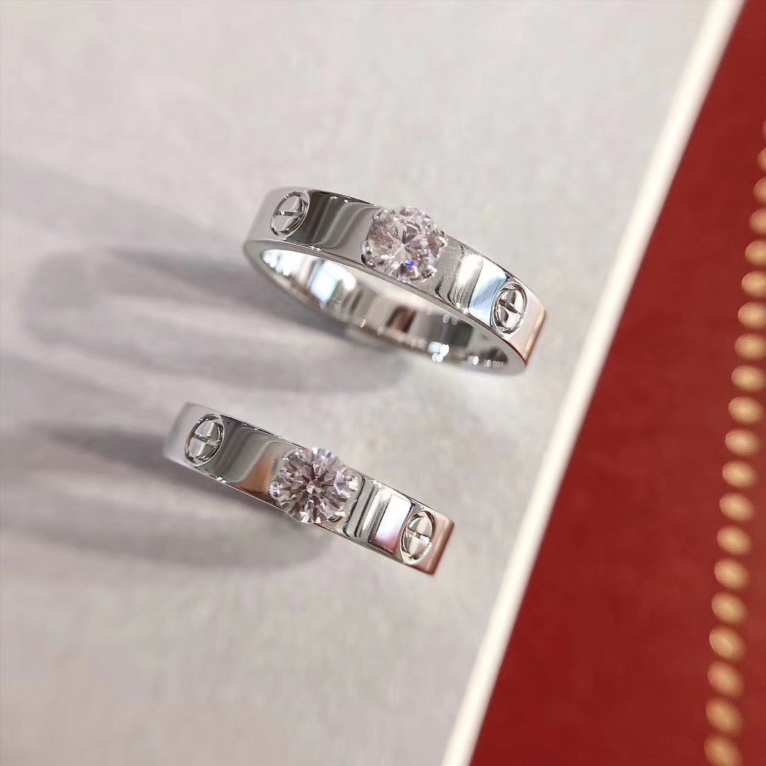 [Super CiCi ]LOVE RING 3,6 MM 1 GROSSER DIAMANT