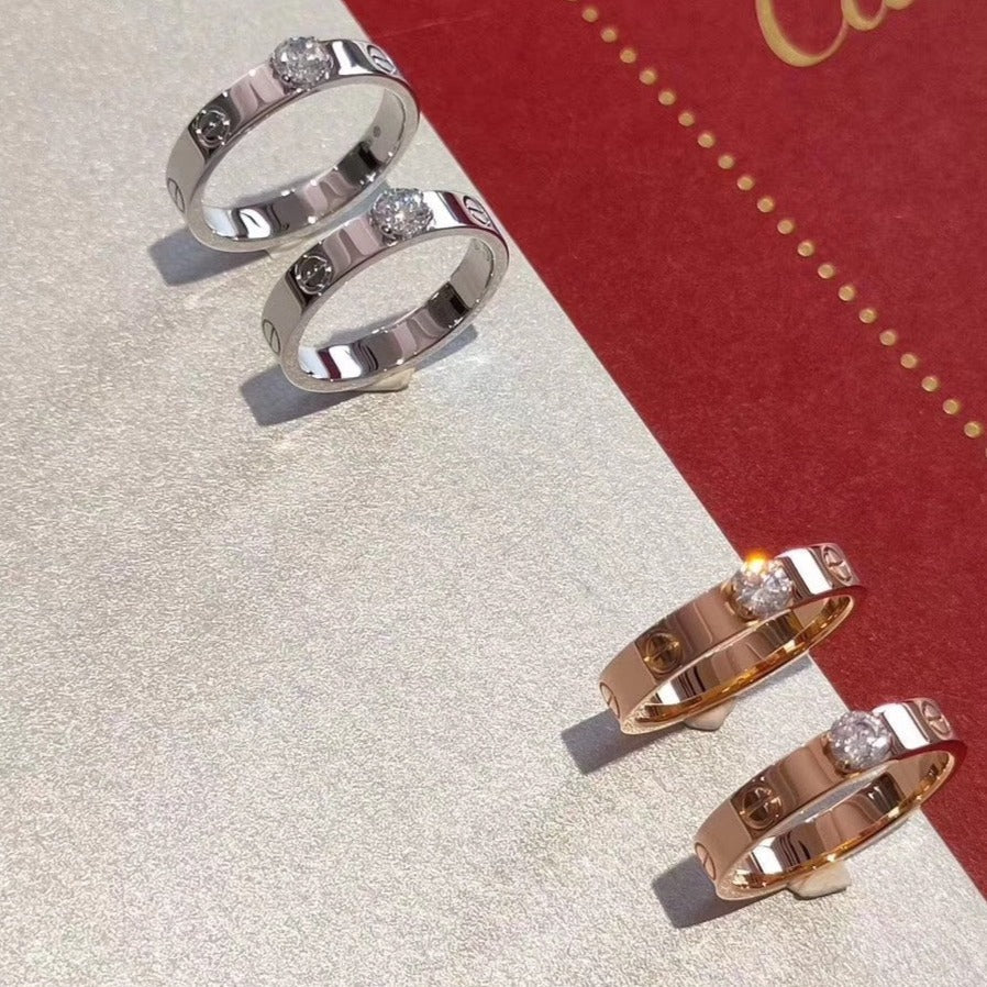 [Super CiCi ]LOVE RING 3,6 MM 1 GROSSER DIAMANT