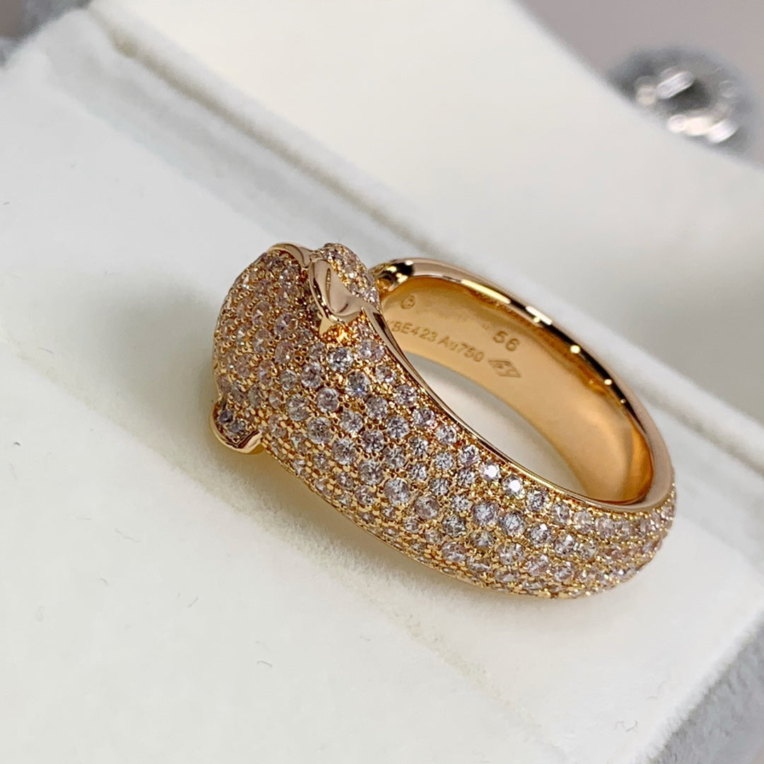 [Super CiCi ]PANTHERE DIAMONDRING AUS ROSÉGOLD