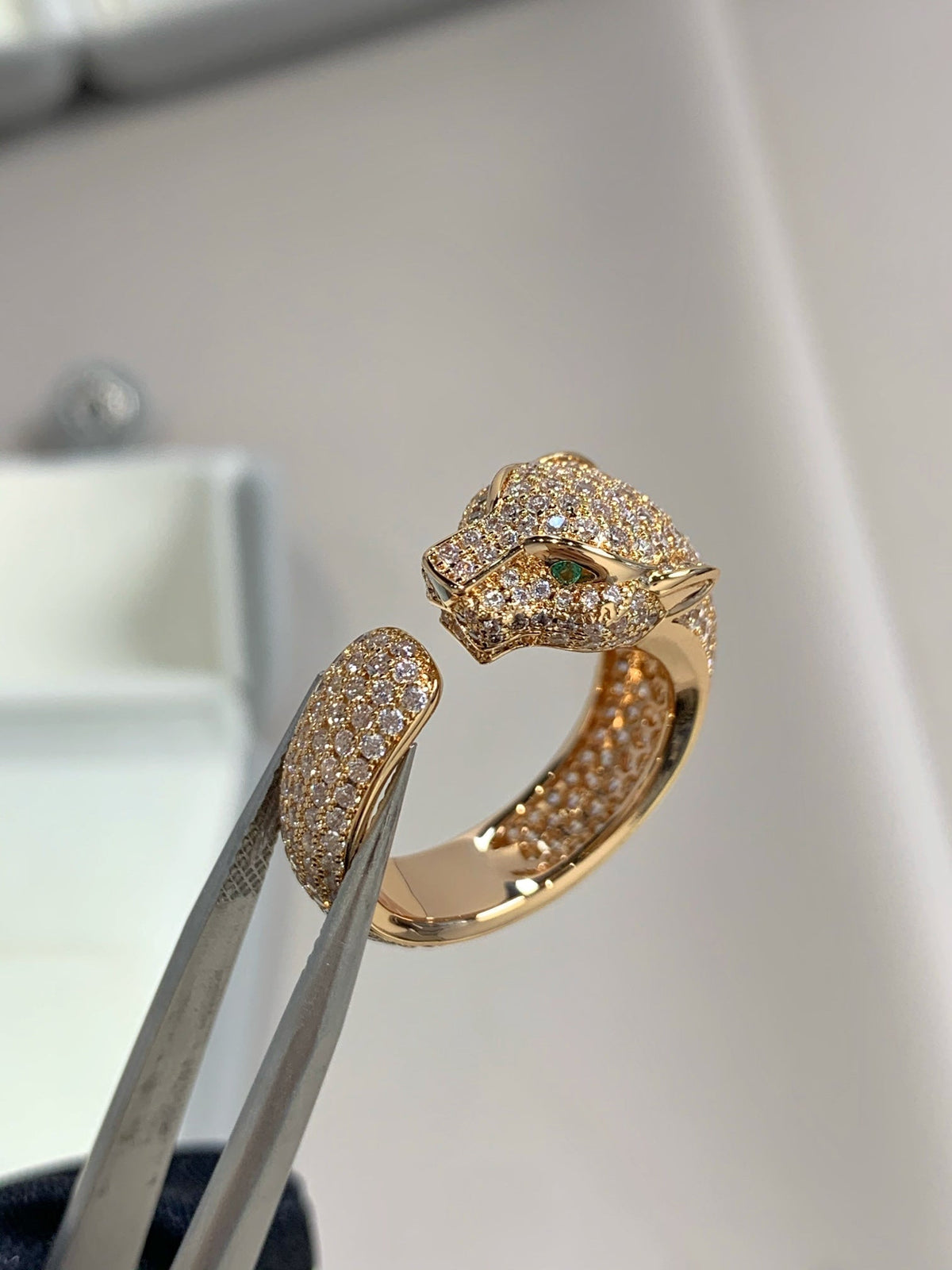 [Super CiCi ]PANTHERE DIAMONDRING AUS ROSÉGOLD