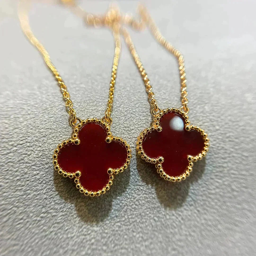[Super CiCi ]CLOVER 15MM KARNELIAN EINZELBLUMEN-HALSKETTE