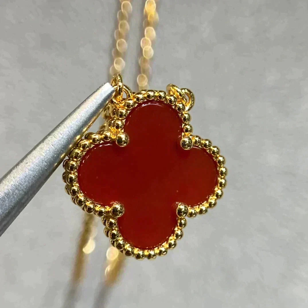 [Super CiCi ]CLOVER 15MM KARNELIAN EINZELBLUMEN-HALSKETTE