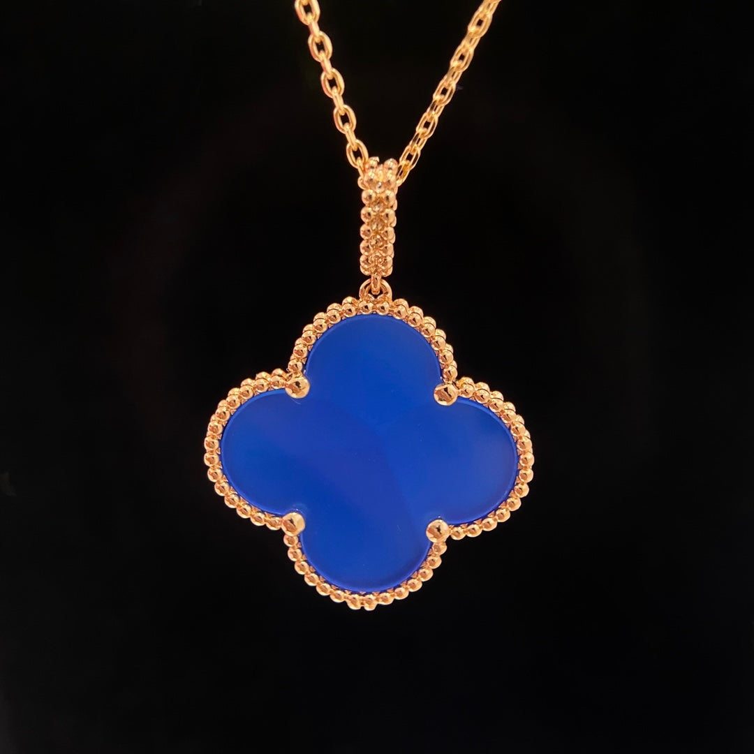 [Super CiCi ]CLOVER 25MM HALSKETTE TÜRKIS ROSÉGOLD