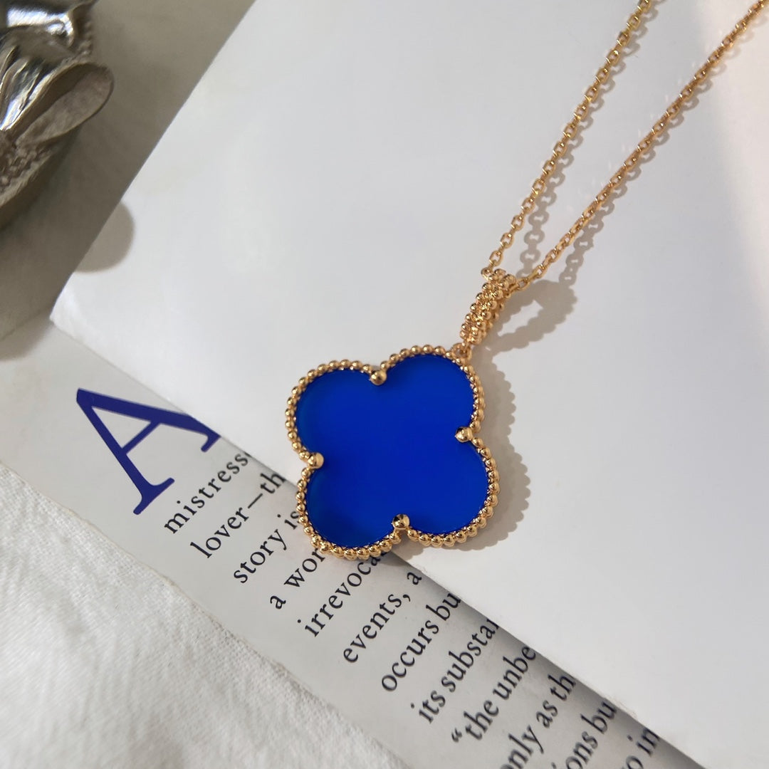 [Super CiCi ]CLOVER 25MM HALSKETTE TÜRKIS ROSÉGOLD