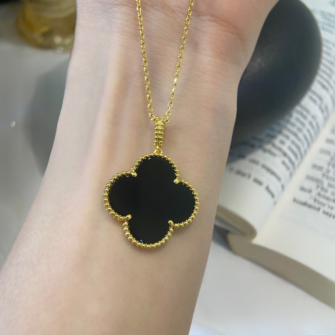 [Super CiCi ]CLOVER 25MM HALSKETTE GOLD ONYX