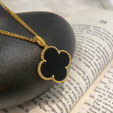 [Super CiCi ]CLOVER 25MM HALSKETTE GOLD ONYX