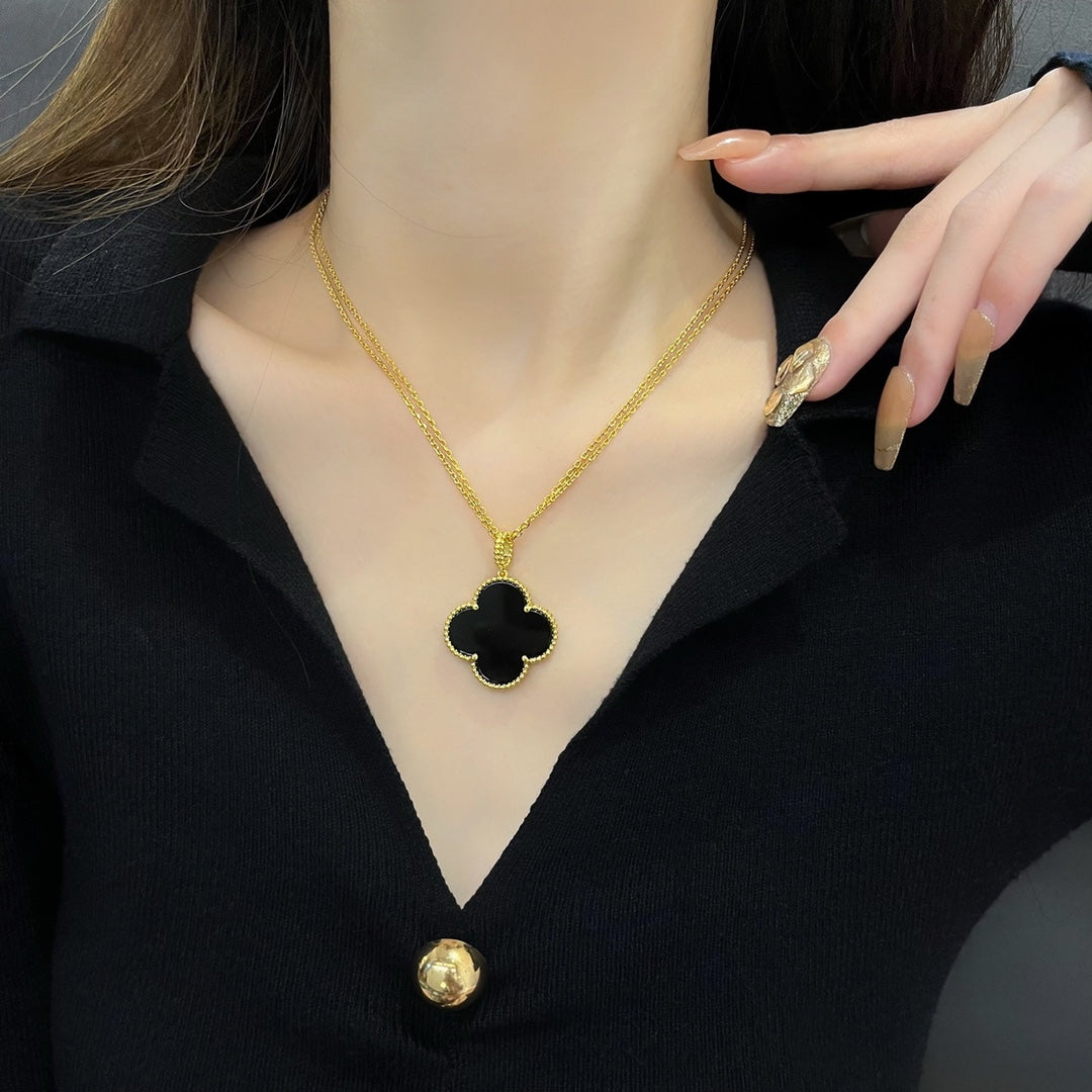 [Super CiCi ]CLOVER 25MM HALSKETTE GOLD ONYX