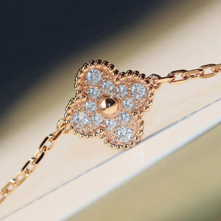 [Super CiCi ]CLOVER 20 MOTIFS MALACHITE DIAMOND NECKLACE